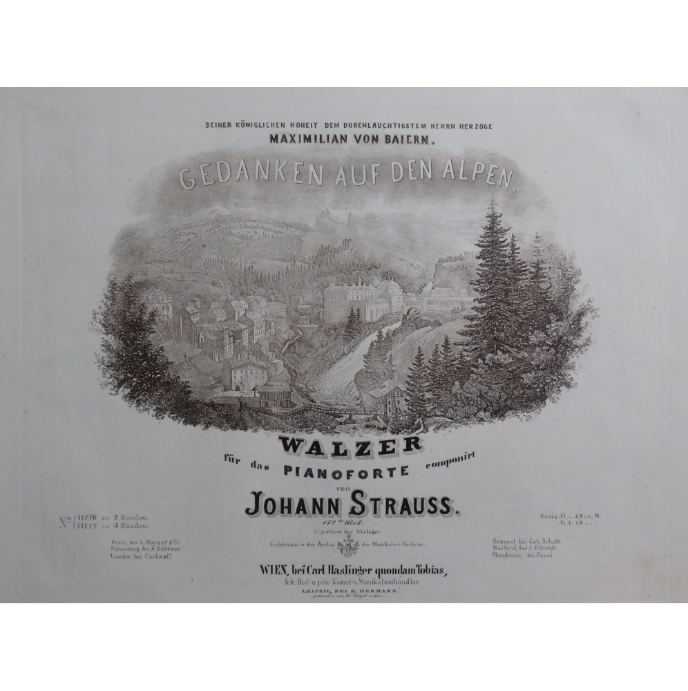 STRAUSS Johann Gedanken auf den Alpen Walzer op 172 Piano 1856
