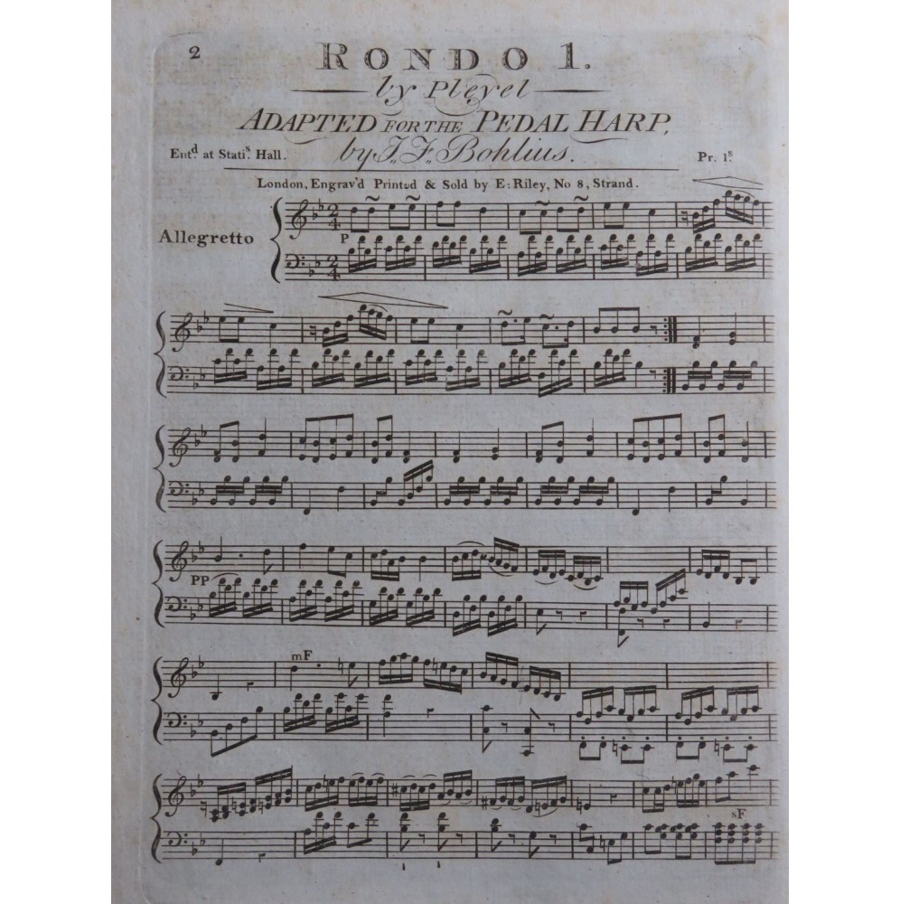 PLEYEL Ignace Rondo No 1 Harpe ca1800