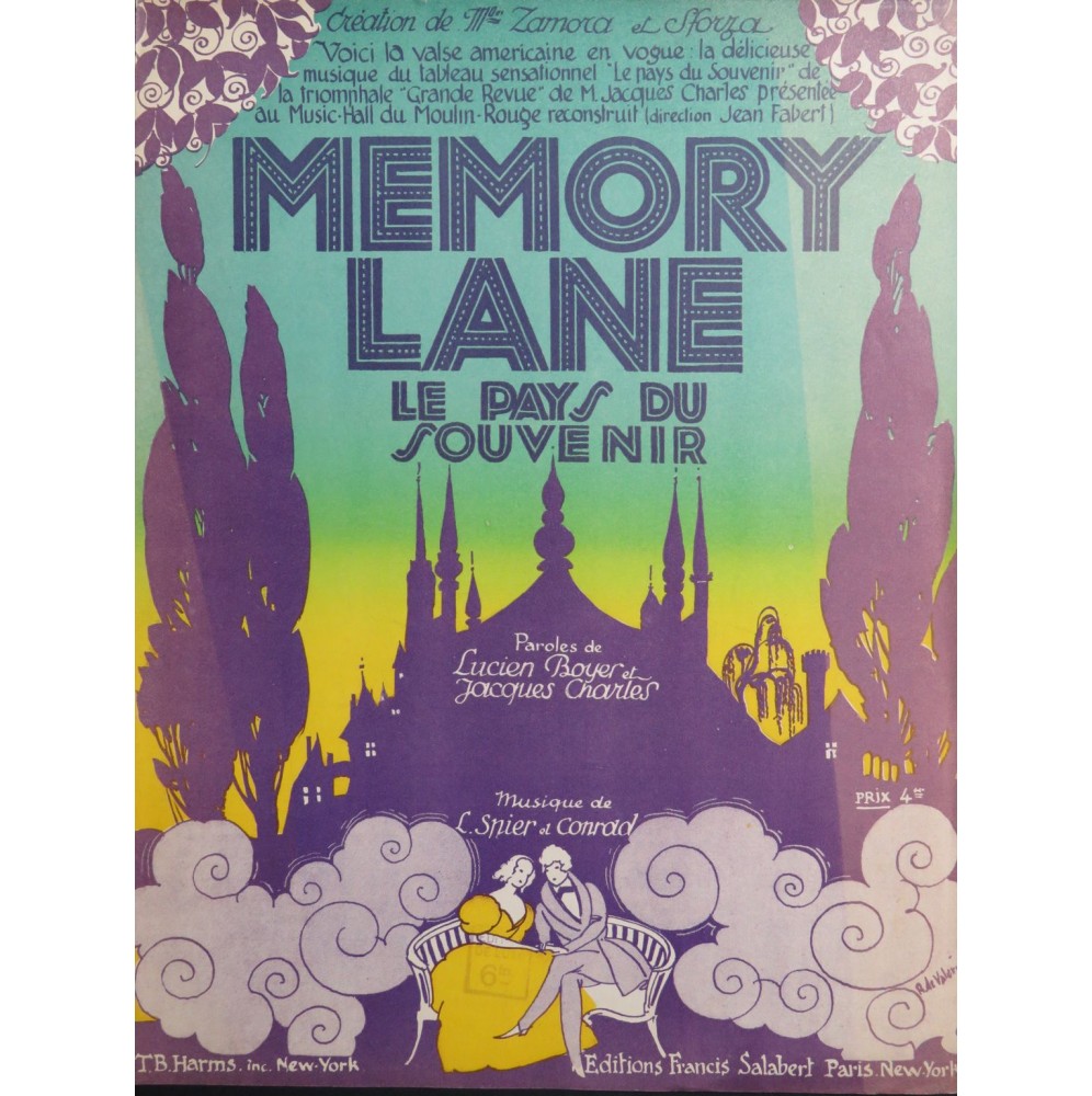 SPIER Larry CONRAD Con Memory Lane Chant Piano 1924