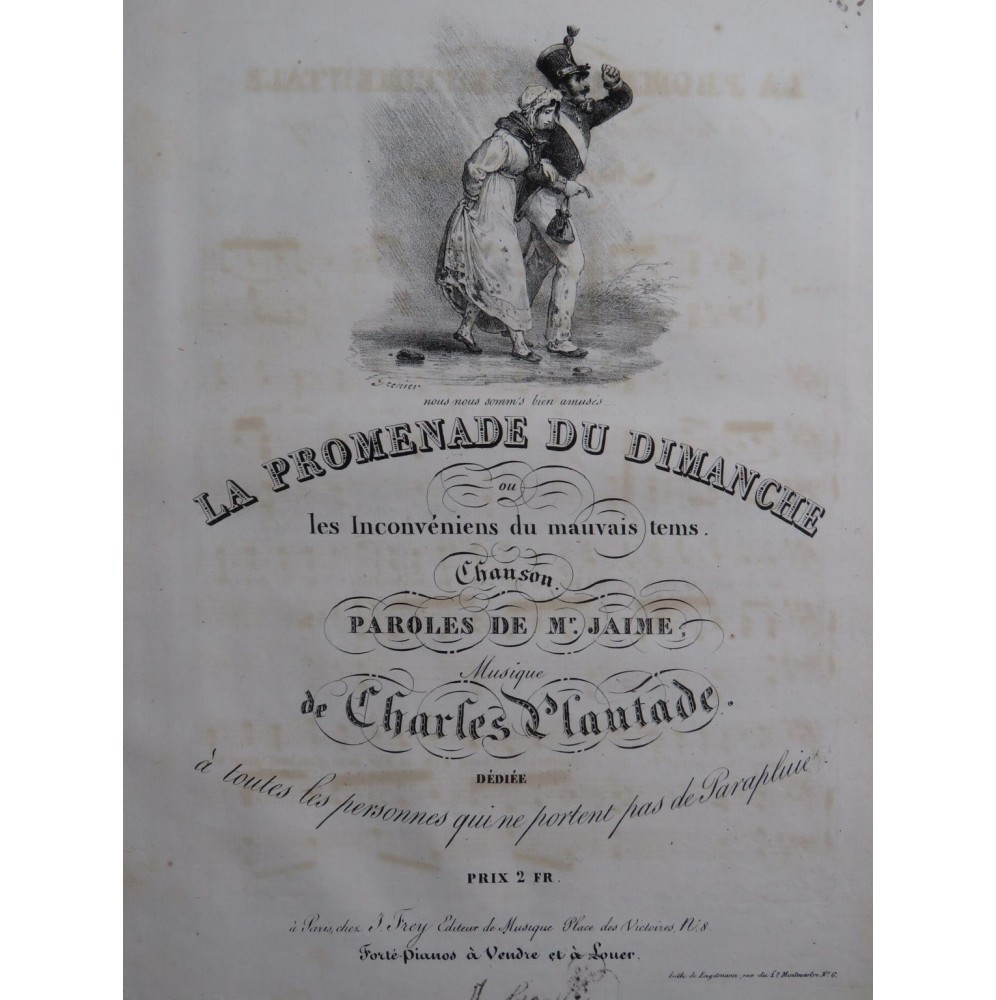 PLANTADE Charles La Promenade du Dimanche Chant Piano ca1830