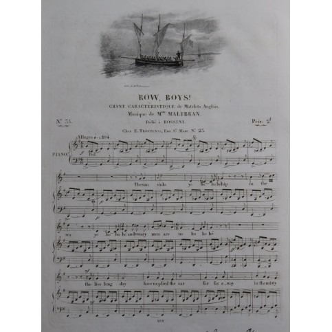 MALIBRAN Marie Row Boys! Chant Piano ca1830