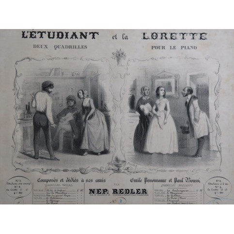 REDLER Nep. La Lorette Piano Flageolet Cornet Violon Flûte ca1850