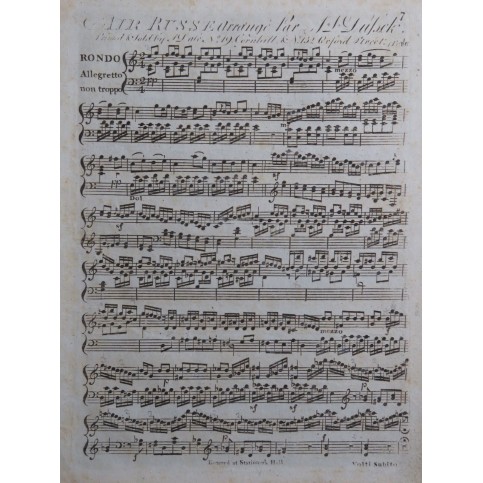 DUSSEK J. L. Air Russe Piano ca1800