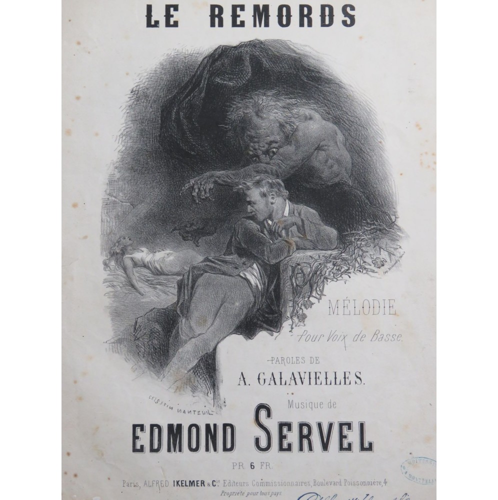 SERVEL Edmond Le Remords Chant Piano ca1866