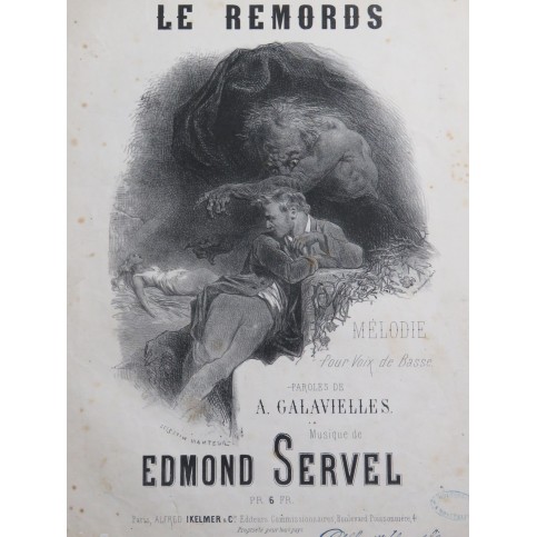 SERVEL Edmond Le Remords Chant Piano ca1866