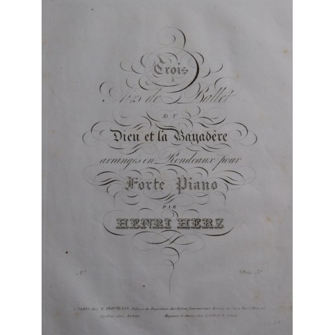 HERZ Henri Dieu et la Bayadère Air de Ballet No 1 Piano ca1832