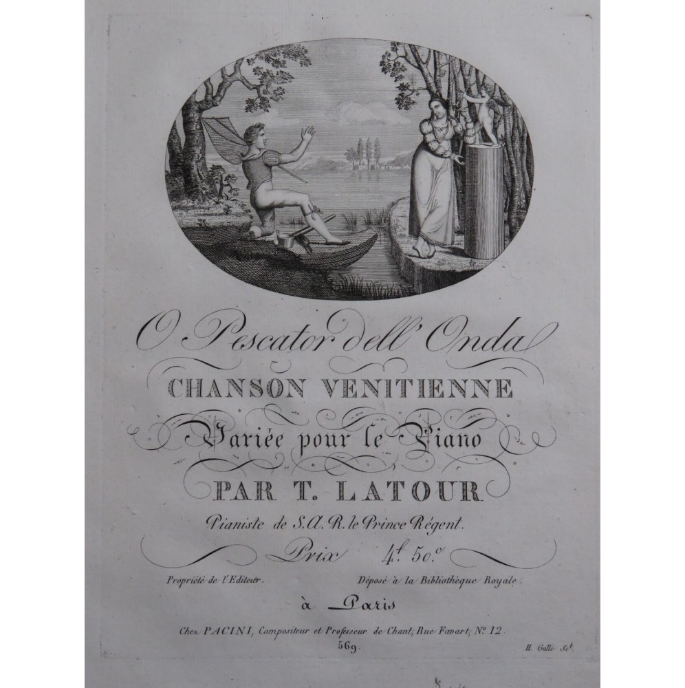 LATOUR Théodore O Pescator Dell' Onda Piano ca1819