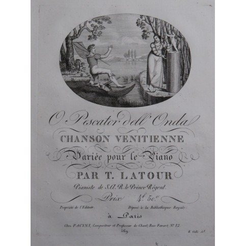 LATOUR Théodore O Pescator Dell' Onda Piano ca1819