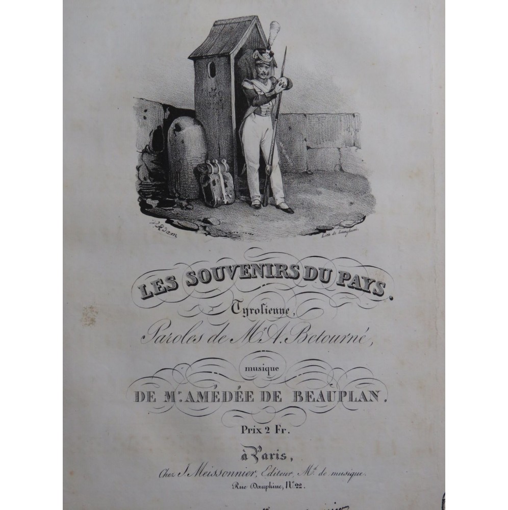 DE BEAUPLAN Amédée Les Souvenirs du Pays Chant Piano ca1830