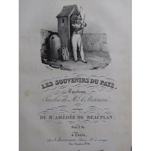 DE BEAUPLAN Amédée Les Souvenirs du Pays Chant Piano ca1830