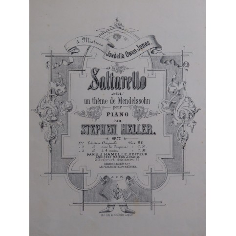 HELLER Stephen Saltarello op 77 Piano 4 mains 1907