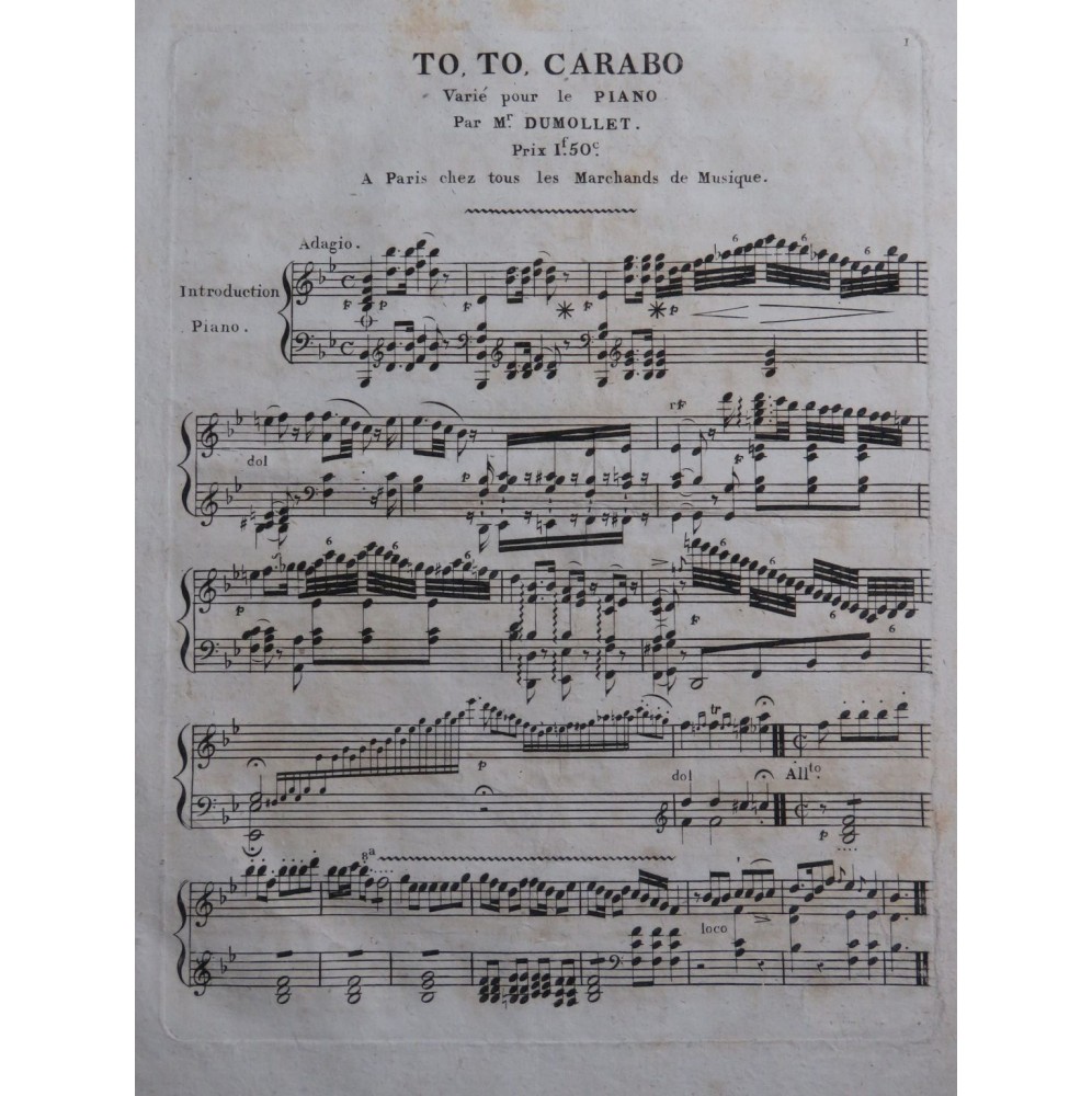 DUMOLLET To To Carabo Piano ca1830