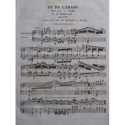 DUMOLLET To To Carabo Piano ca1830