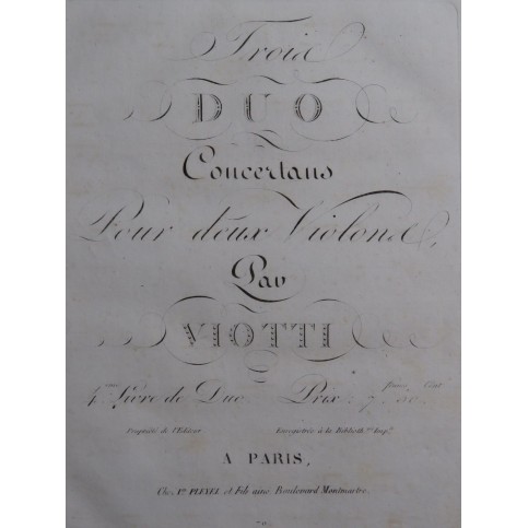 VIOTTI J. B. Trois Duos 4e Livre pour 2 Violons ca1820
