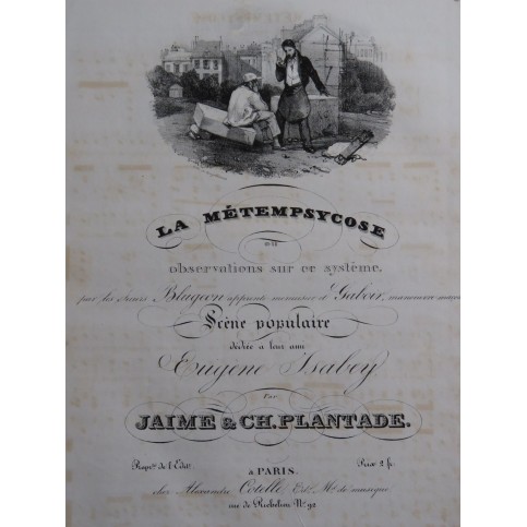 PLANTADE Charles La Métempsycose Chant Piano ca1830