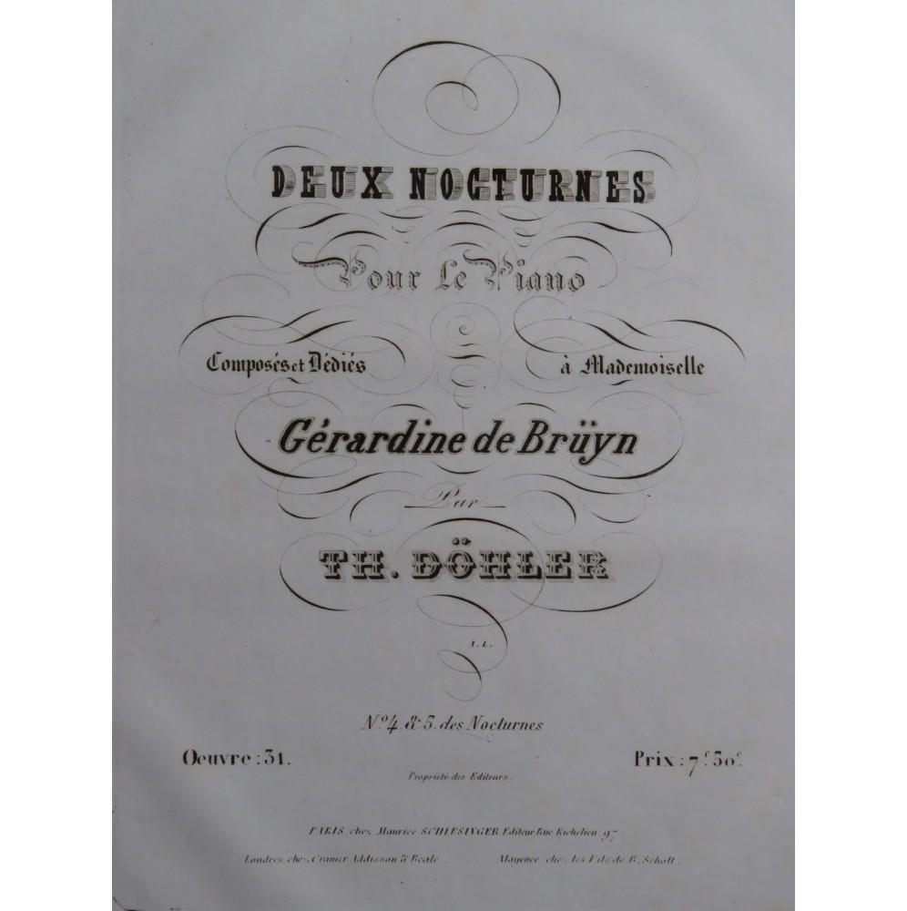 DÖHLER Théodore Deux Nocturnes op 31 Piano 1838