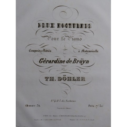DÖHLER Théodore Deux Nocturnes op 31 Piano 1838