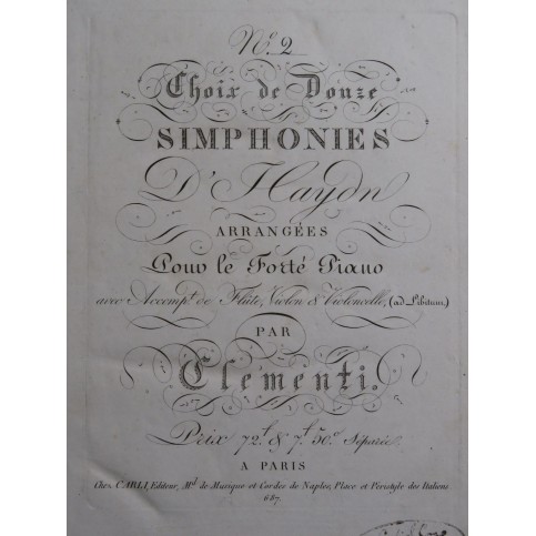 CLEMENTI Muzio Symphonie No 2 Haydn Piano Violon 1815
