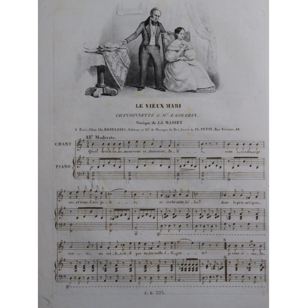 MASSET J.J. Le Vieux Mari Chant Piano ca1830