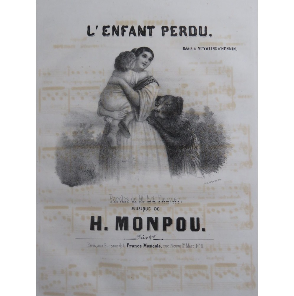 MONPOU Hippolyte L'Enfant Perdu Chant Piano ca1830