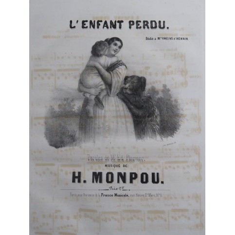 MONPOU Hippolyte L'Enfant Perdu Chant Piano ca1830
