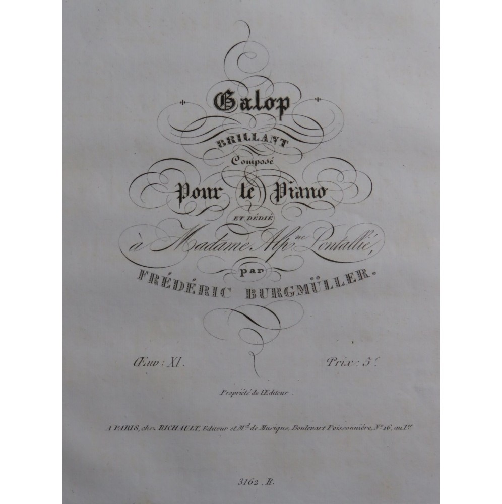 BURGMÜLLER Frédéric Galop op 11 Piano ca1834