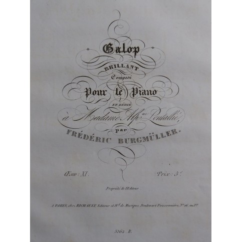 BURGMÜLLER Frédéric Galop op 11 Piano ca1834