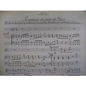 BOIELDIEU Adrien Romance Manuscrit Chant Piano