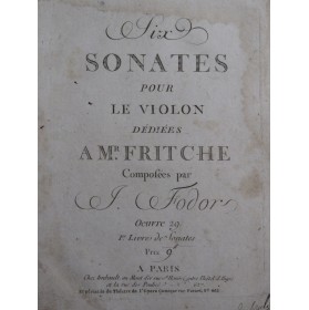 FODOR Josephus Six Sonates...