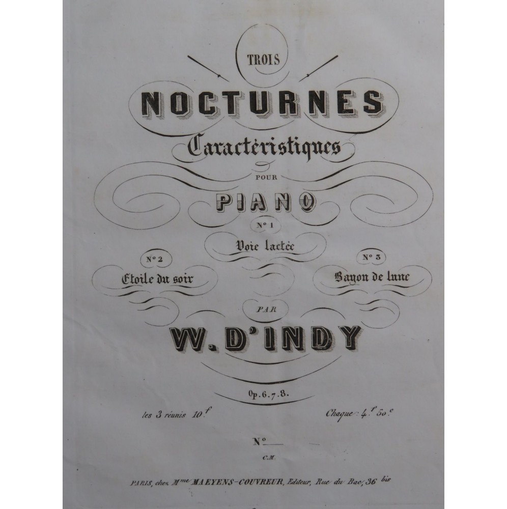 D'INDY W. Etoile du Soir Nocturne op 7 No 2 Piano ca1845