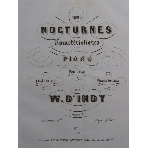 D'INDY W. Etoile du Soir Nocturne op 7 No 2 Piano ca1845
