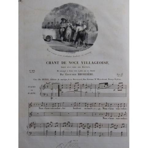 BRUGUIÈRE Edouard Chant de Noce Villageoise Chant Piano ou Harpe ca1830