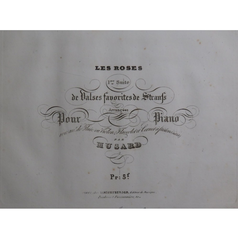 MUSARD Les Roses Valses Strauss Piano ca1840