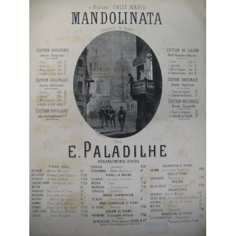 PALADILHE E. Mandolinata Flûte Piano 1897