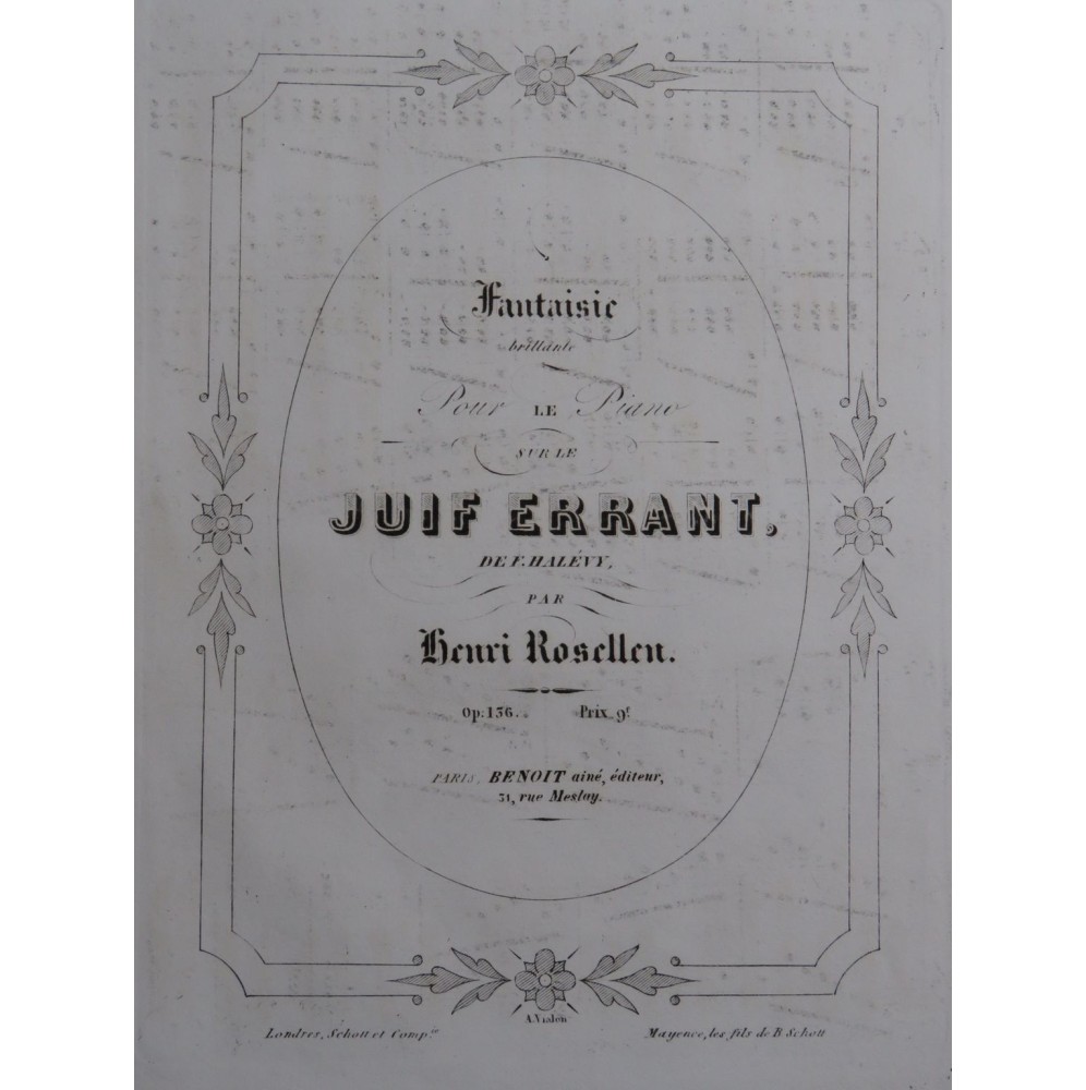 ROSELLEN Henri Fantaisie sur le Juif Errant op 136 Piano ca1860
