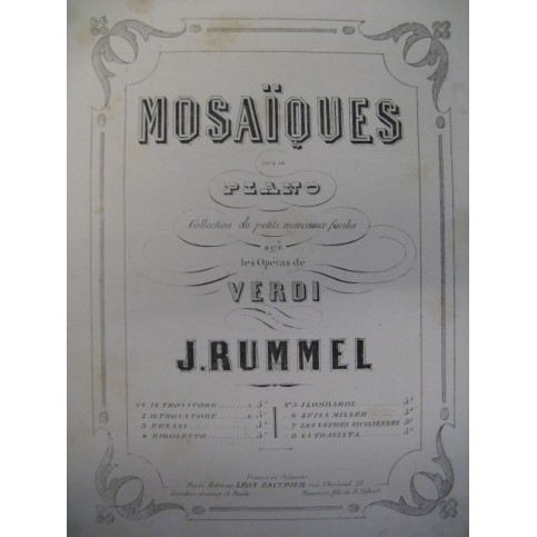 RUMMEL Joseph Il Trovatore Verdi Piano ca1880