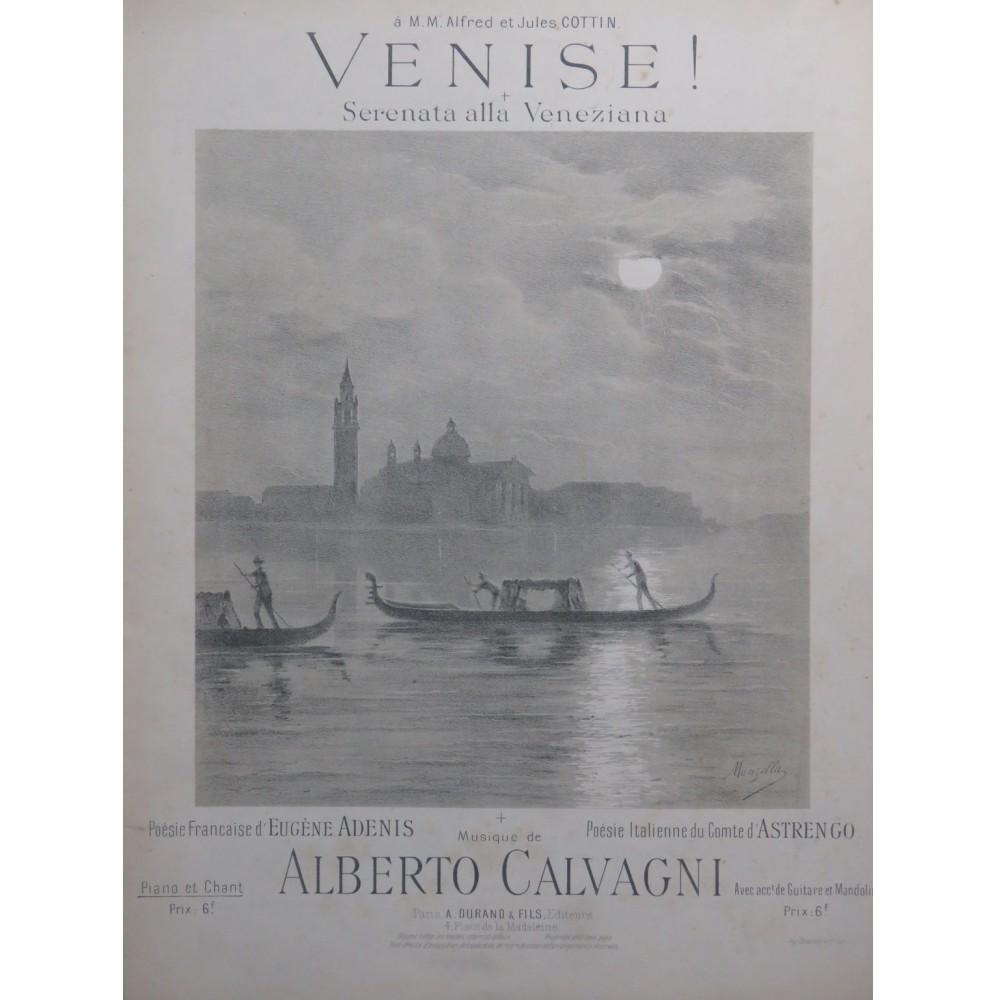 CALVAGNI Alberto Venise Chant Piano ca1897