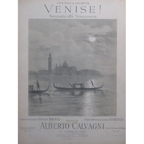 CALVAGNI Alberto Venise Chant Piano ca1897