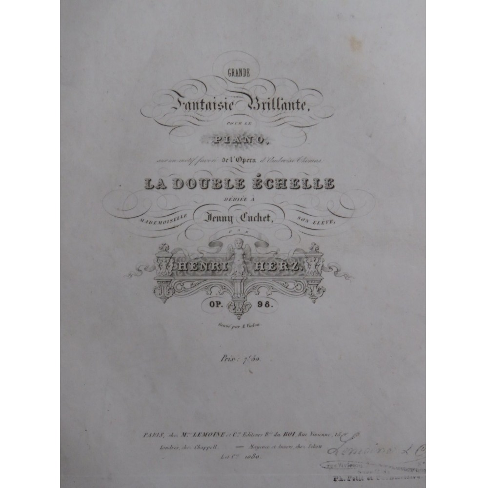 HERZ Henri Grande Fantaisie La Double Echelle op 98 Piano ca1840