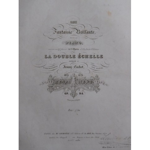 HERZ Henri Grande Fantaisie La Double Echelle op 98 Piano ca1840