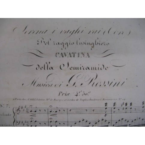 ROSSINI G. Semiramide Cavatine Piano ca1825
