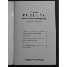 POULENC Francis Huit Chansons Françaises Choeur a cappella