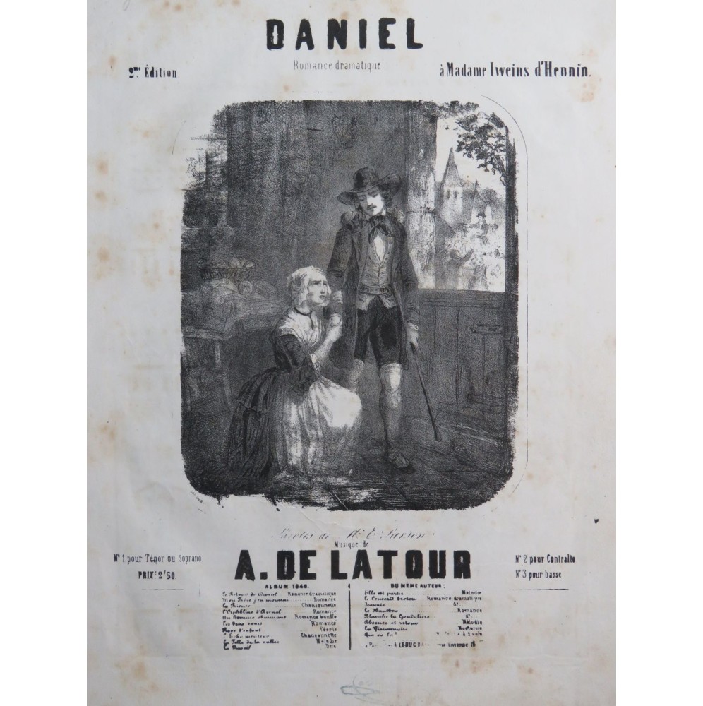 DE LATOUR Aristide Daniel Chant Piano 1846
