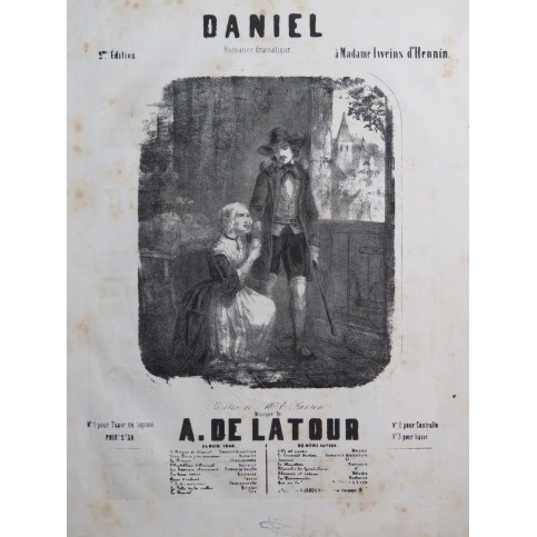 DE LATOUR Aristide Daniel Chant Piano 1846