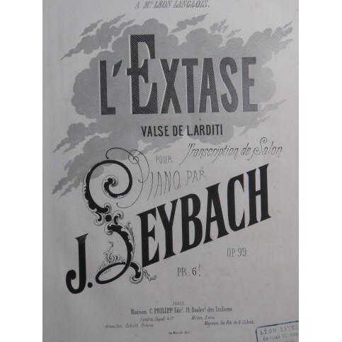 LEYBACH J. L'Extase op 99 Piano XIXe siècle