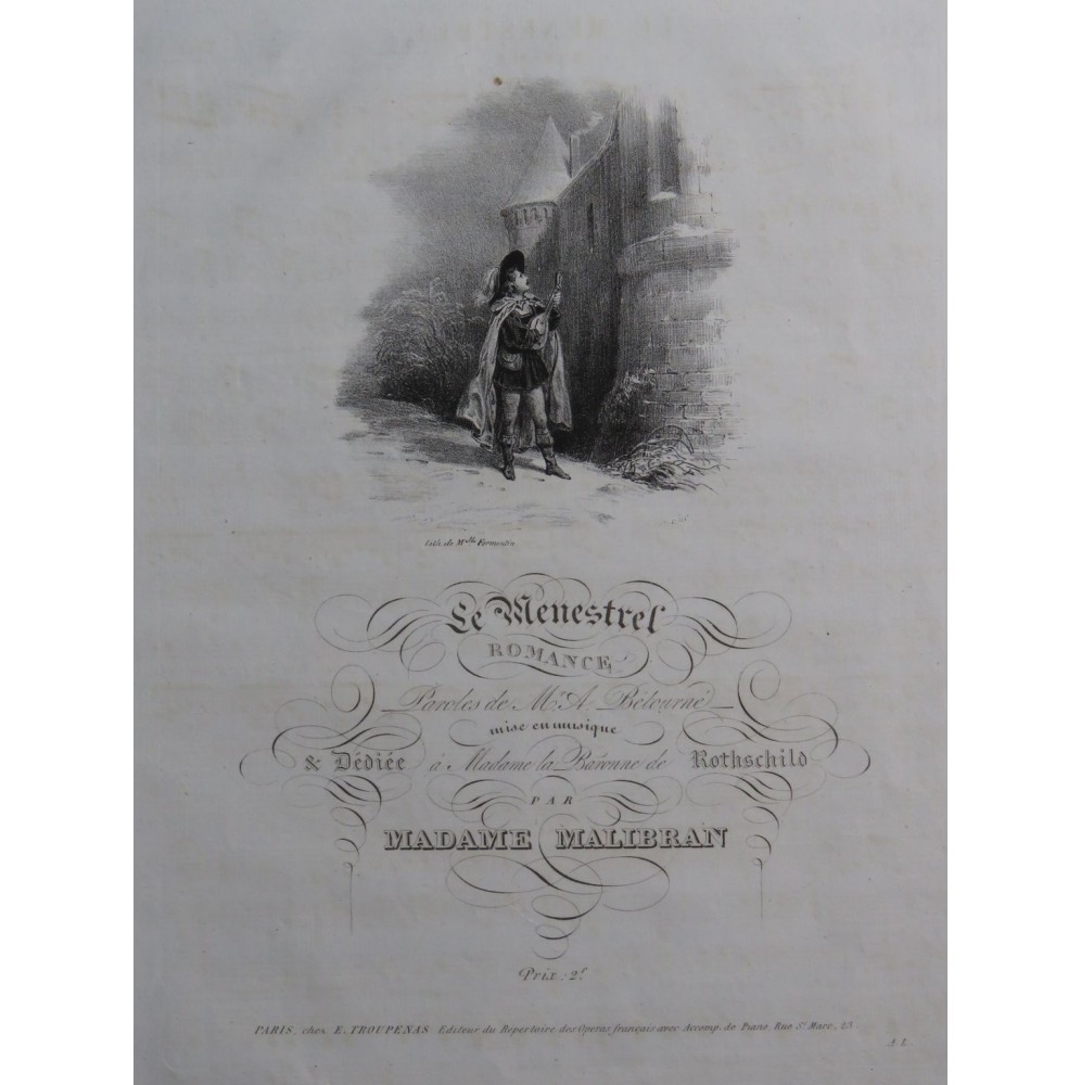 MALIBRAN Marie Le Ménestrel Chant Piano ca1830