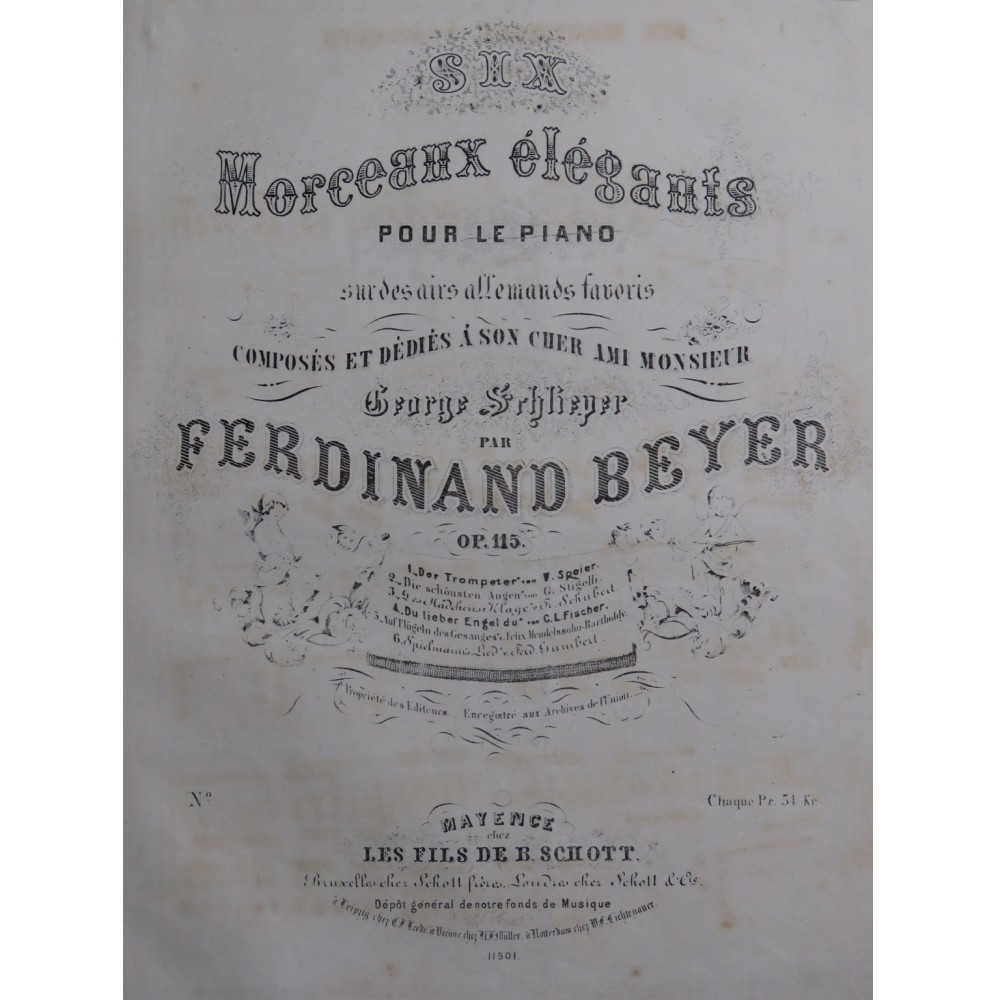 BEYER Ferdinand Des Mädchens Klage Schubert op 115 Piano ca1860