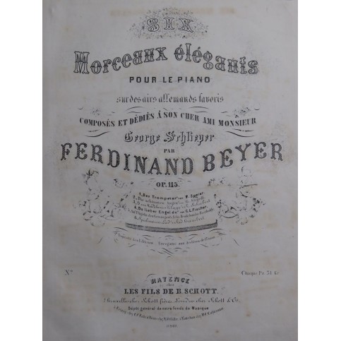 BEYER Ferdinand Des Mädchens Klage Schubert op 115 Piano ca1860