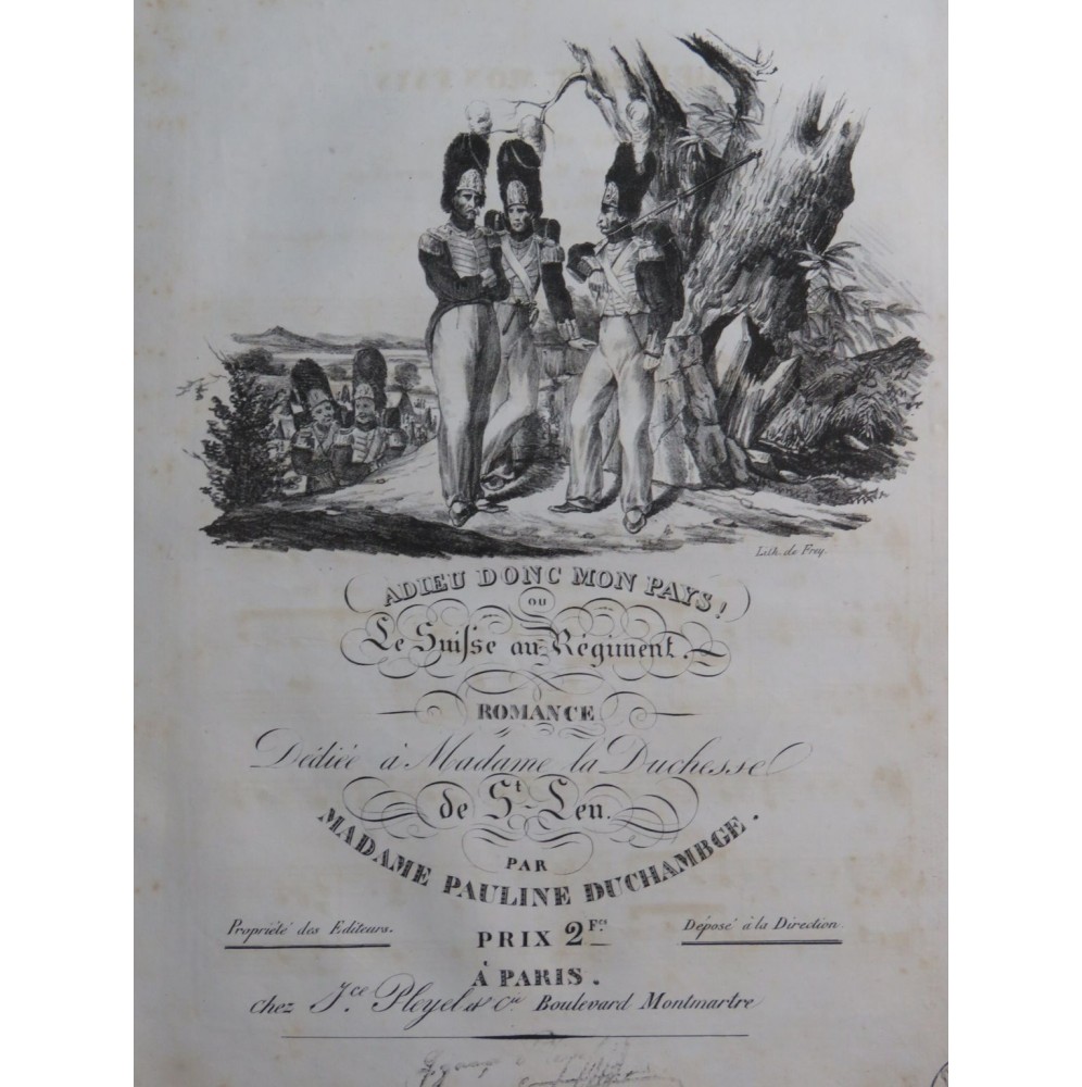 DUCHAMBGE Pauline Adieu Donc mon Pays ! Chant Piano ca1830
