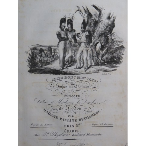 DUCHAMBGE Pauline Adieu Donc mon Pays ! Chant Piano ca1830